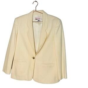 Vintage Block Island Petites Wool Shoulder Pad Single Button Blazer Jacket size8